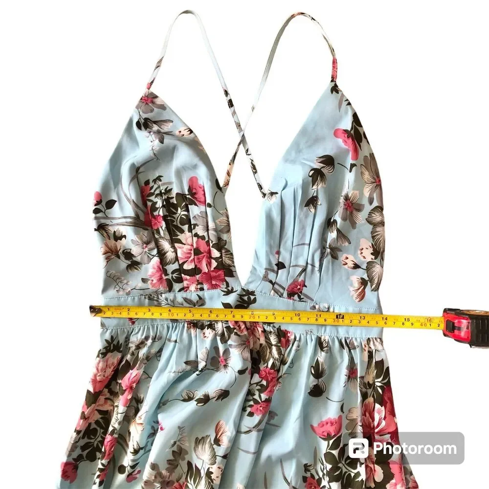 Cupshe boho crisscross Floral Maxi Dress for beach party summer size Small - Picture 11 of 12